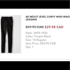 American Eagle Next Level Curvy High Waisted Jegg